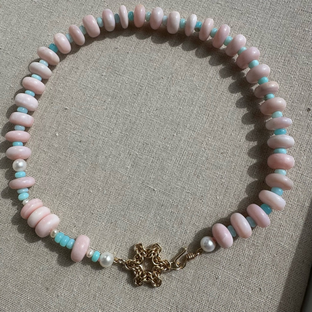Sarang Star Peruvian Opal and Pearl Necklace - Picture 3 of 5